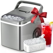 Moifoi 26 lbs/24H Countertop Ice Maker Machine, 9 Bullet-Shaped Ice in 6 Min, Auto-Cleaning, Grey